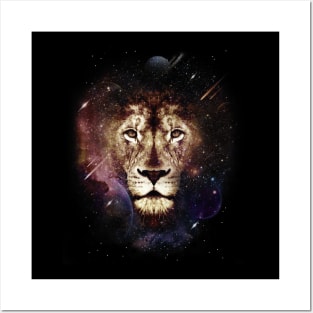 Galaxy Lion Head Posters and Art